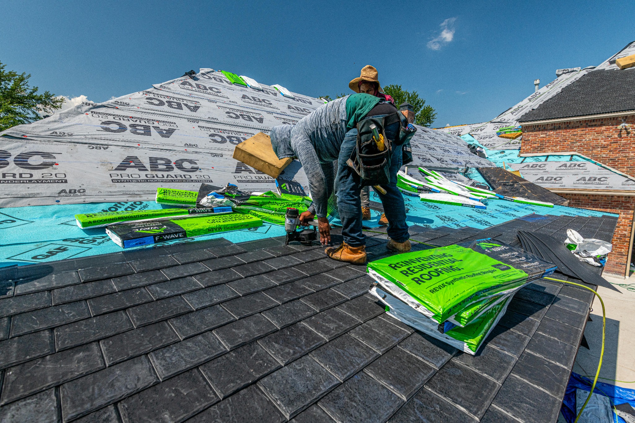 Shingle leak repair in progress